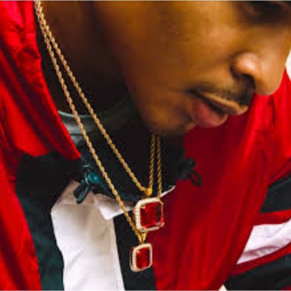 The Gold Gods Aura Ruby Red Pendant | 18k Gold Plated - Picture 3 of 3